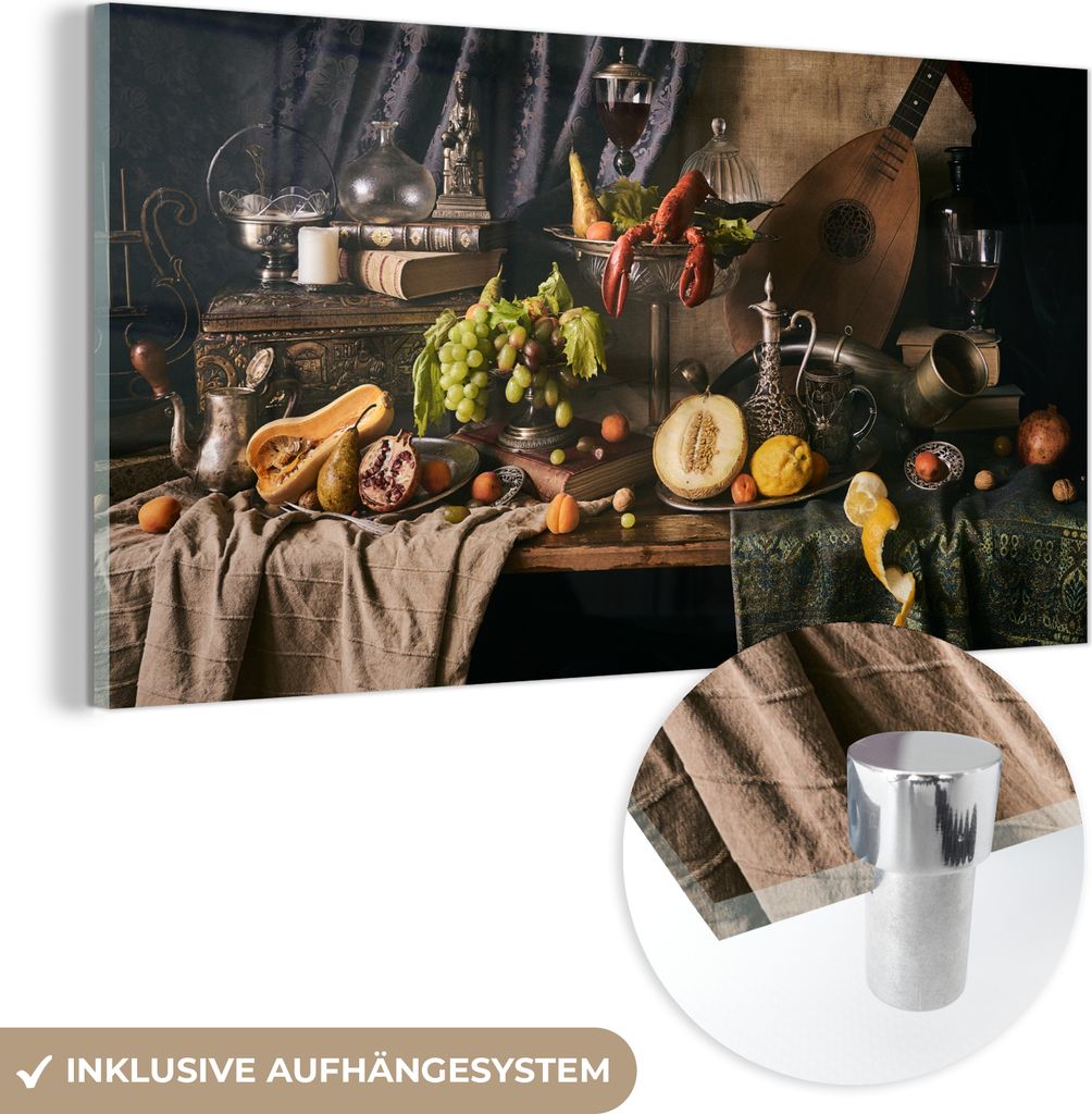 MuchoWow Glasbilder - Bilder auf Wandbild - Foto auf Glas Stilleben - Essen - Tisch 80x40 cm Wanddekoration aus Glas - Acrylglasbild - Acrylbilder ...