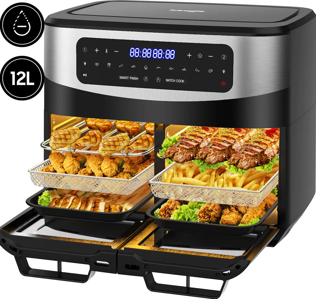 Friggitrice ad Aria 12L Doppia Camera 2600W | XXL Sync Finish & Dual Cook