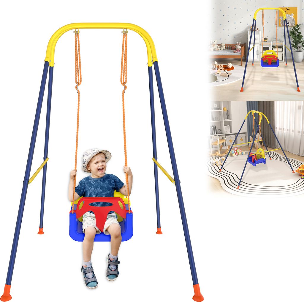 LARS360 Multifunktionale Kinderschaukel Babyschaukel 3 in 1, Verstellbarer Babysitz mit Rückenlehne & Anschnallgurt, Garten- und Innen-Schaukelsitz