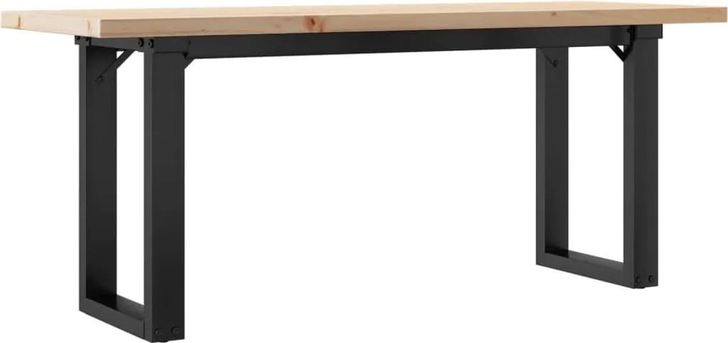Tavolino Basso vidaXL 110x40cm O-Frame in Pino Massello e Acciaio