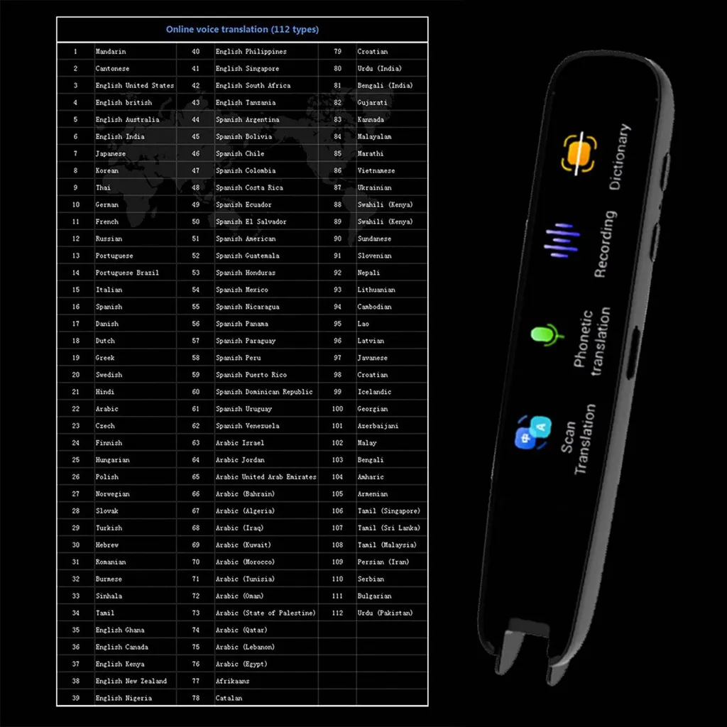 Scan Reader Pen Haute Précision - Traducteur Multilingue Écran Tactile - 15