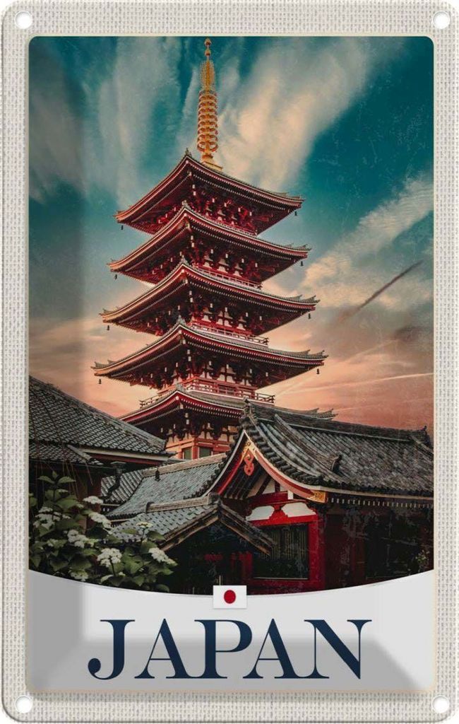 vianmo Blechschild 30x20 cm Japan Asien traditionelles Gebäude Bildmotiv Reisemotiv Abenteuer Reisen Urlaub