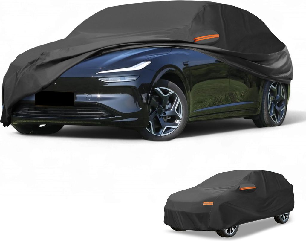 1 Stk. Universal Autoabdeckung Wasserdicht Alle Wetter Automotive Outdoor Anti-UV Sonnenregen Schutz Vollständige Außenabdeckung 210T-PU Schwarz ...