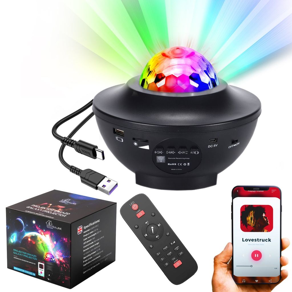 Extralink Sternenprojektor Projektor Projektionskugel Fernbedienung Star Projektor Partys