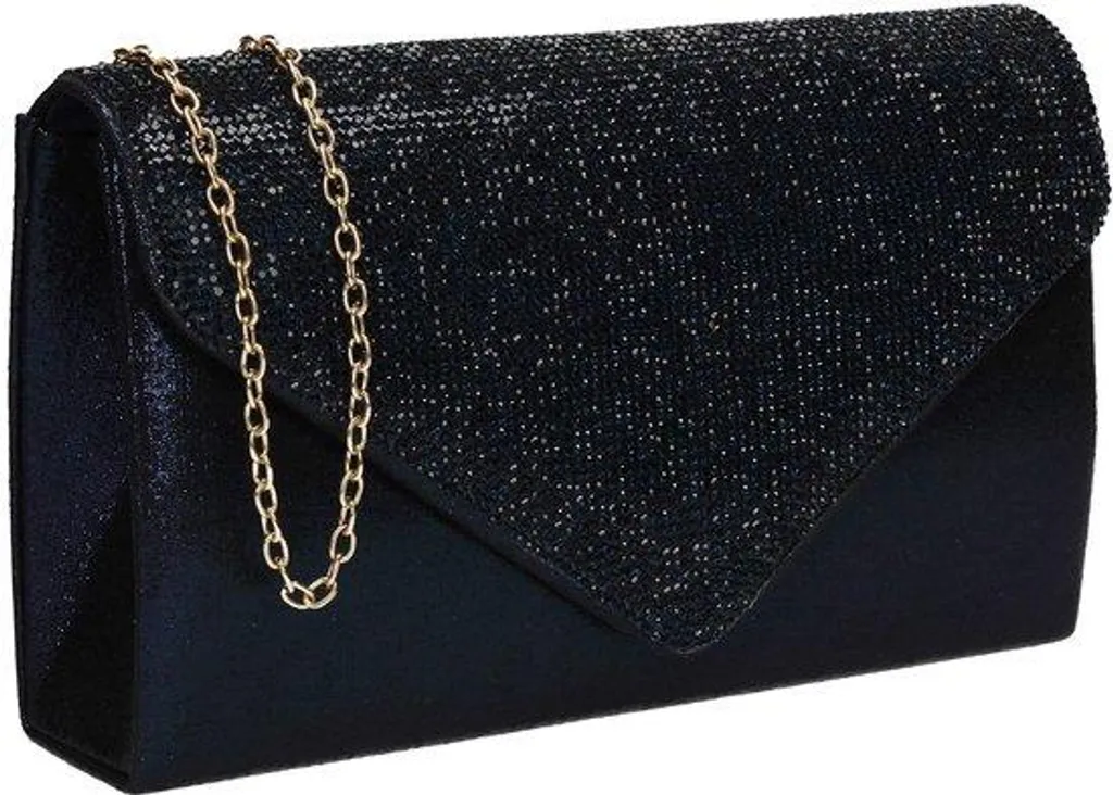 Pochette pour femme bleu marine compacte, grand volume intérieur discret