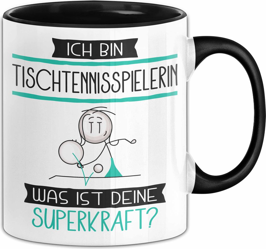 Tischtennisspielerin Geschenk Tasse Ich Bin Tischtennisspielerin Was Ist Deine Superkraft Geschenkidee Lustig Geburtstag Weihnachten (Schwarz)