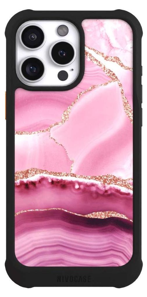 NIVOCASE Hülle für Apple iPhone 16 Pro Max Stoßfeste Handyhülle NIVOmax Case Schwarz Glitzer Look Marmor Meerjungfrau