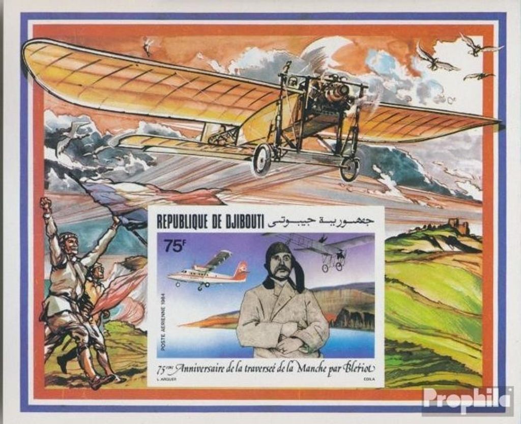 Briefmarken Dschibuti 1984 Mi Block101B postfrisch Überfliegung des Ärmelkanals