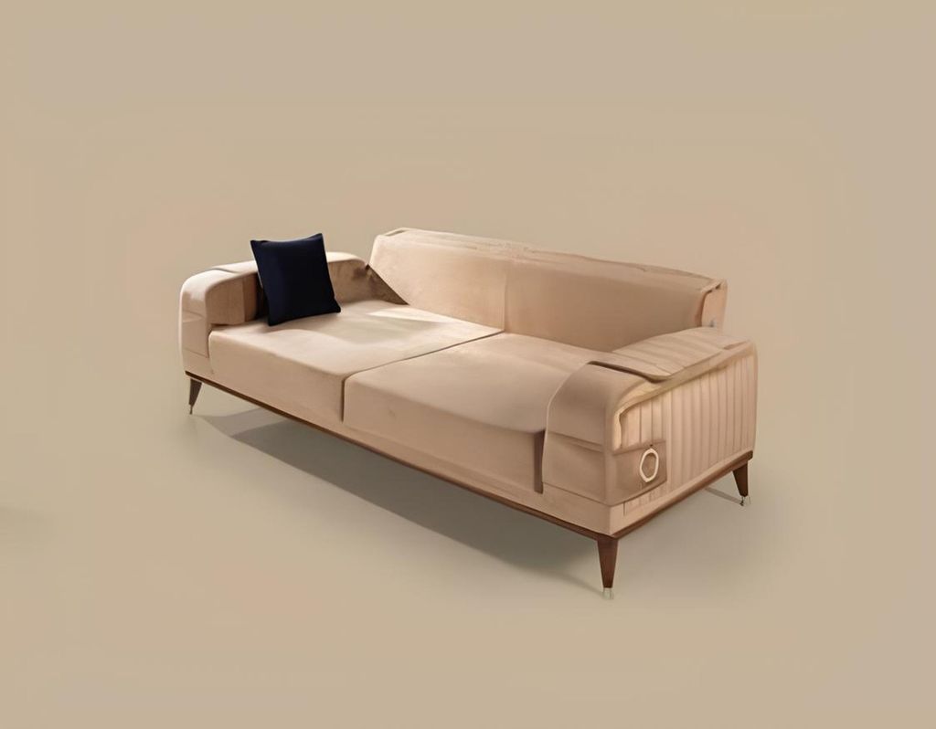 Sofa 3 Sitzer Farbe Beige Wohnzimmer Design Stil Möbel Moderne Sofas Neu Holz