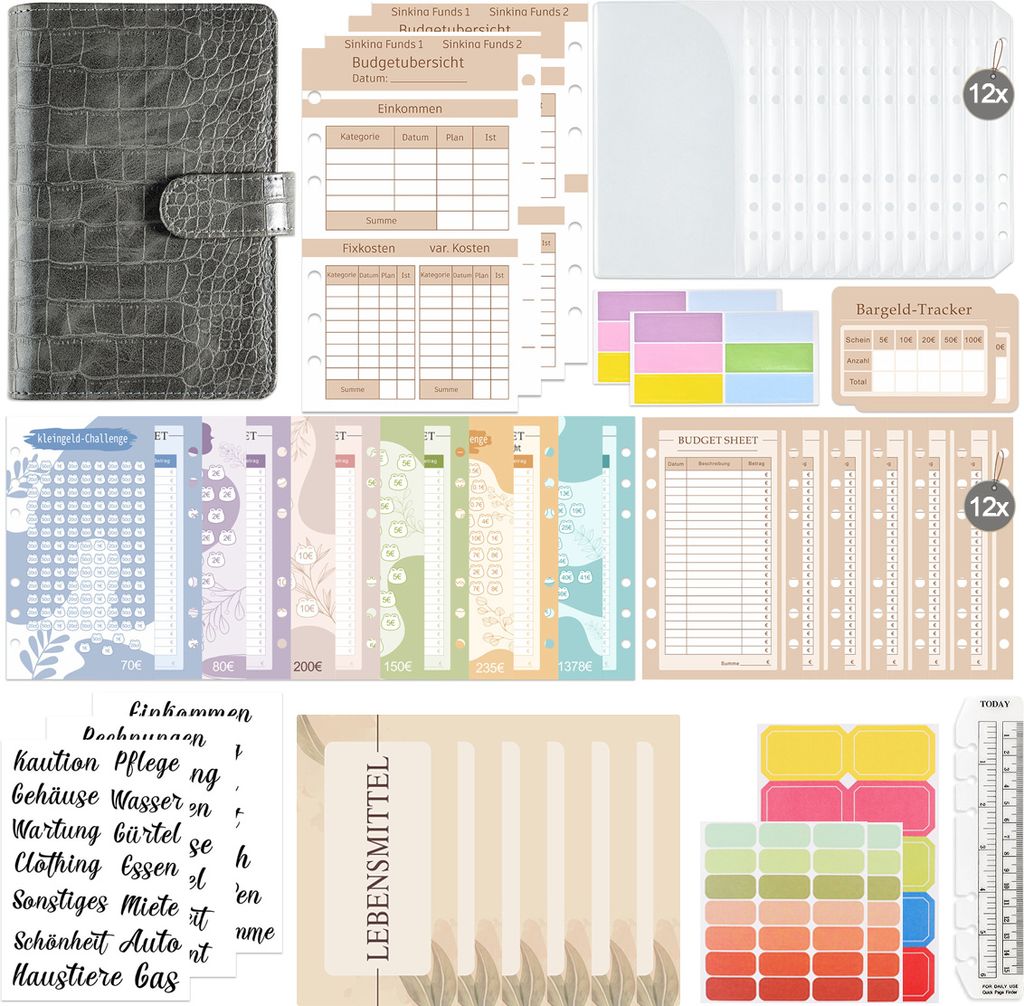 Budgetplaner Deutsch - Budgetplaner Deutsch Startset - Finanzplaner Haushaltsbuch - Geldorganisator Sparbuch - Kassenbuchfüllung - Haushaltsordner...