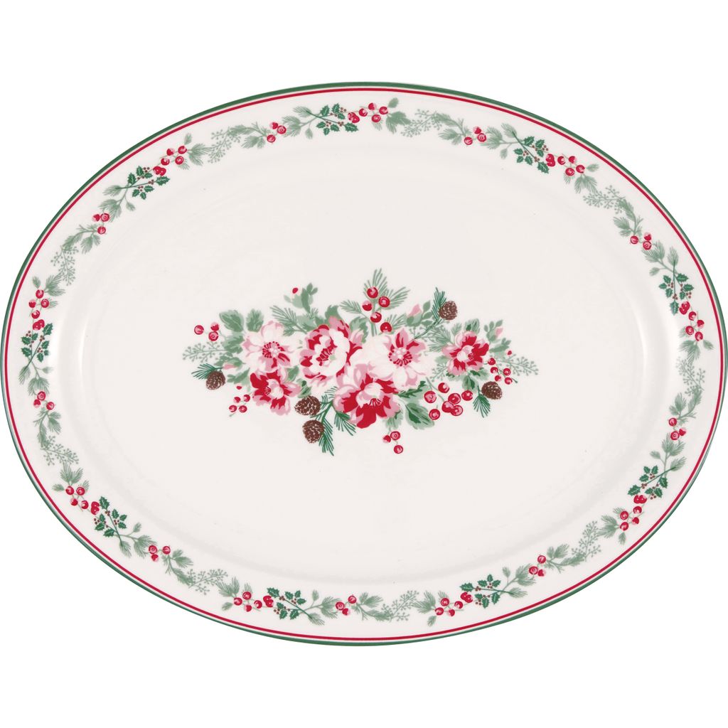 Greengate Servierplatte CHARLINE Oval 25x33 cm Blumen Porzellan Geschirr