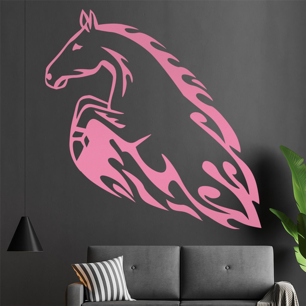 Flammen Pferd Wandtattoo in 6 Größen - Wandaufkleber Wall Sticker - Dekoration, Küche, Wohnzimmer, Schlafzimmer, Badezimmer