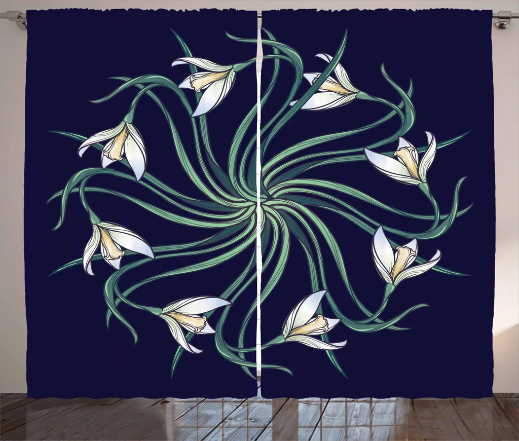 Tenda Soggiorno Art Nouveau 280x245 Indaco - ABAKUHAUS Design Floreale
