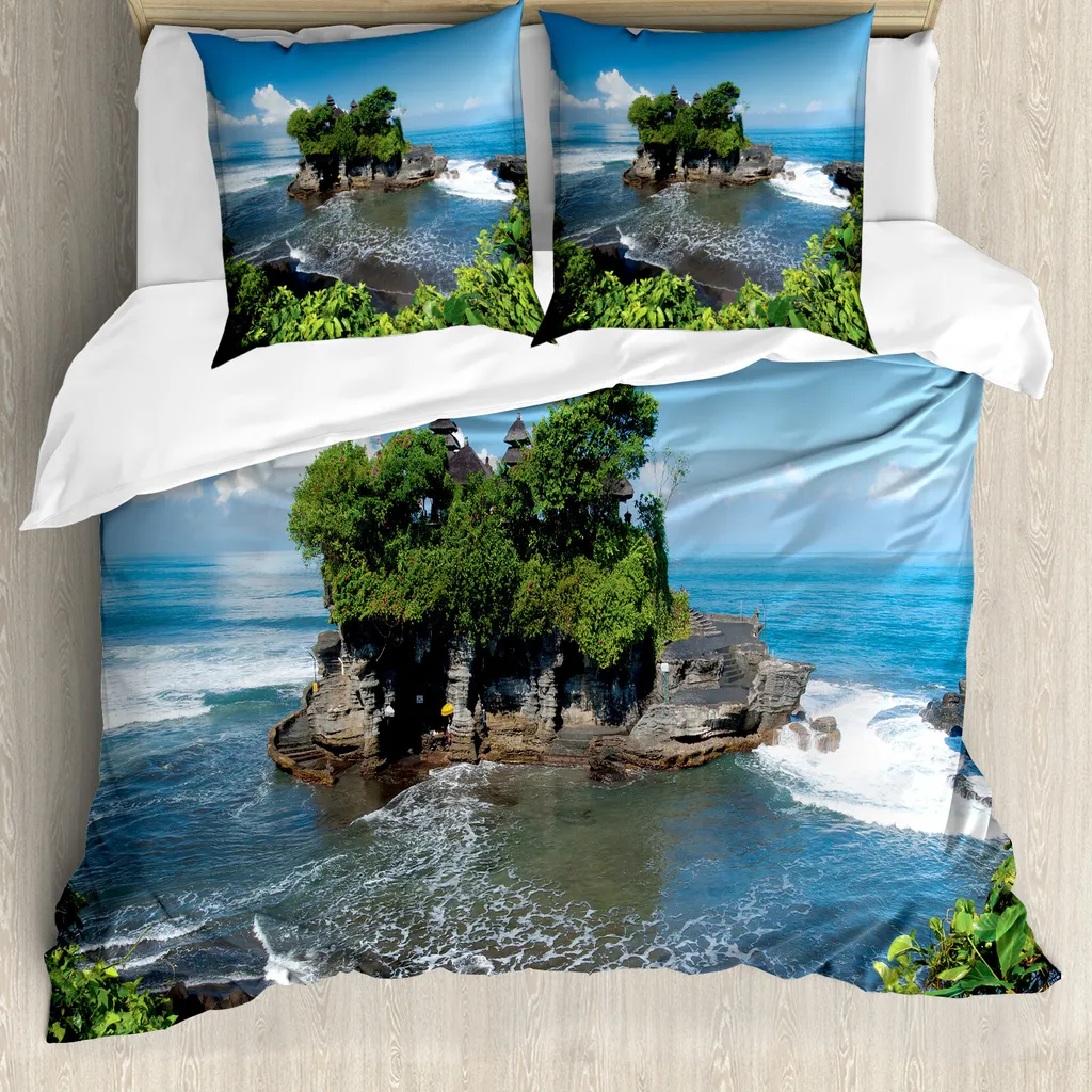 Set Copripiumino Bali ABAKUHAUS 200x200 | Viaggia dormendo | Blu Verde