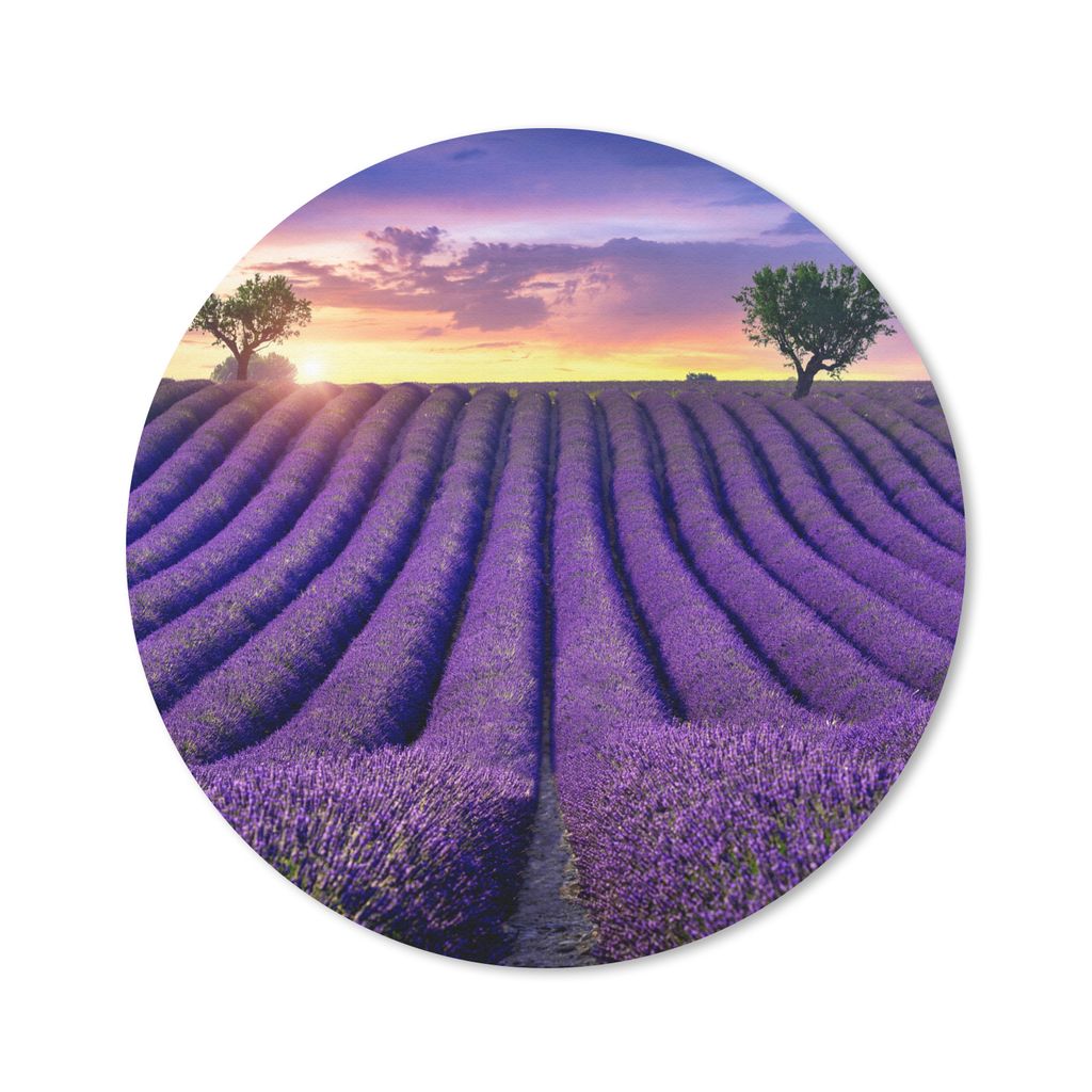 MuchoWow Mauspad Mousepad Lavendel - Hügel - Sonnenuntergang - Bpmen - Lila 40x40 cm - Mousepads - Maus Mat - Pad - Mausunterlage - Schreibtisch...