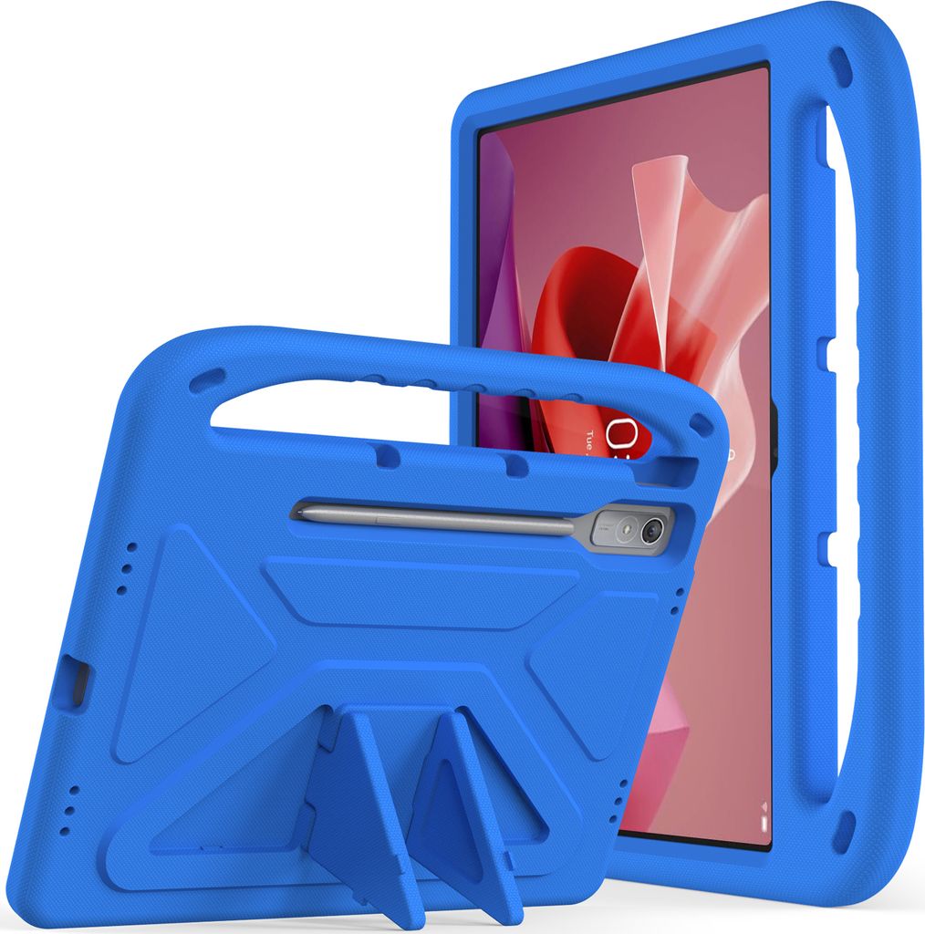 Hülle für Lenovo Tab P12 / Xiaoxin Pad Pro 12,7 Zoll TB370FU, Leichte Stoßfeste Eva Kinder Schutzhülle mit Griff und Faltbarem Ständer Blau