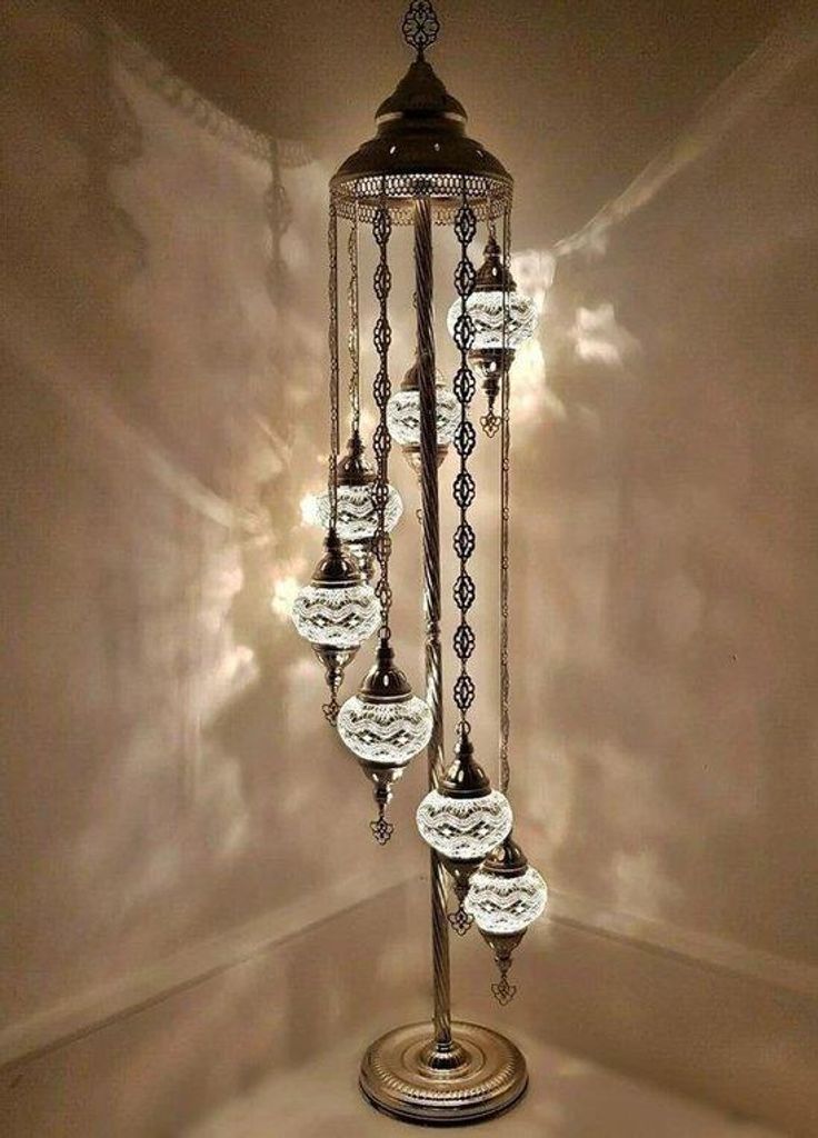 Handgemachte Türkische Stehlampe 7 bunte Glaskugeln - Produktbild 