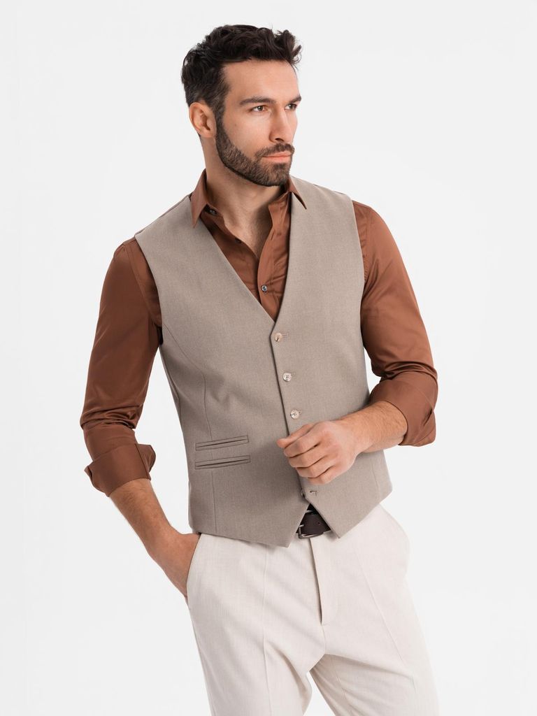 Ombre Clothing Formelle Herrenweste Keremondus beige XXL Produktbild 