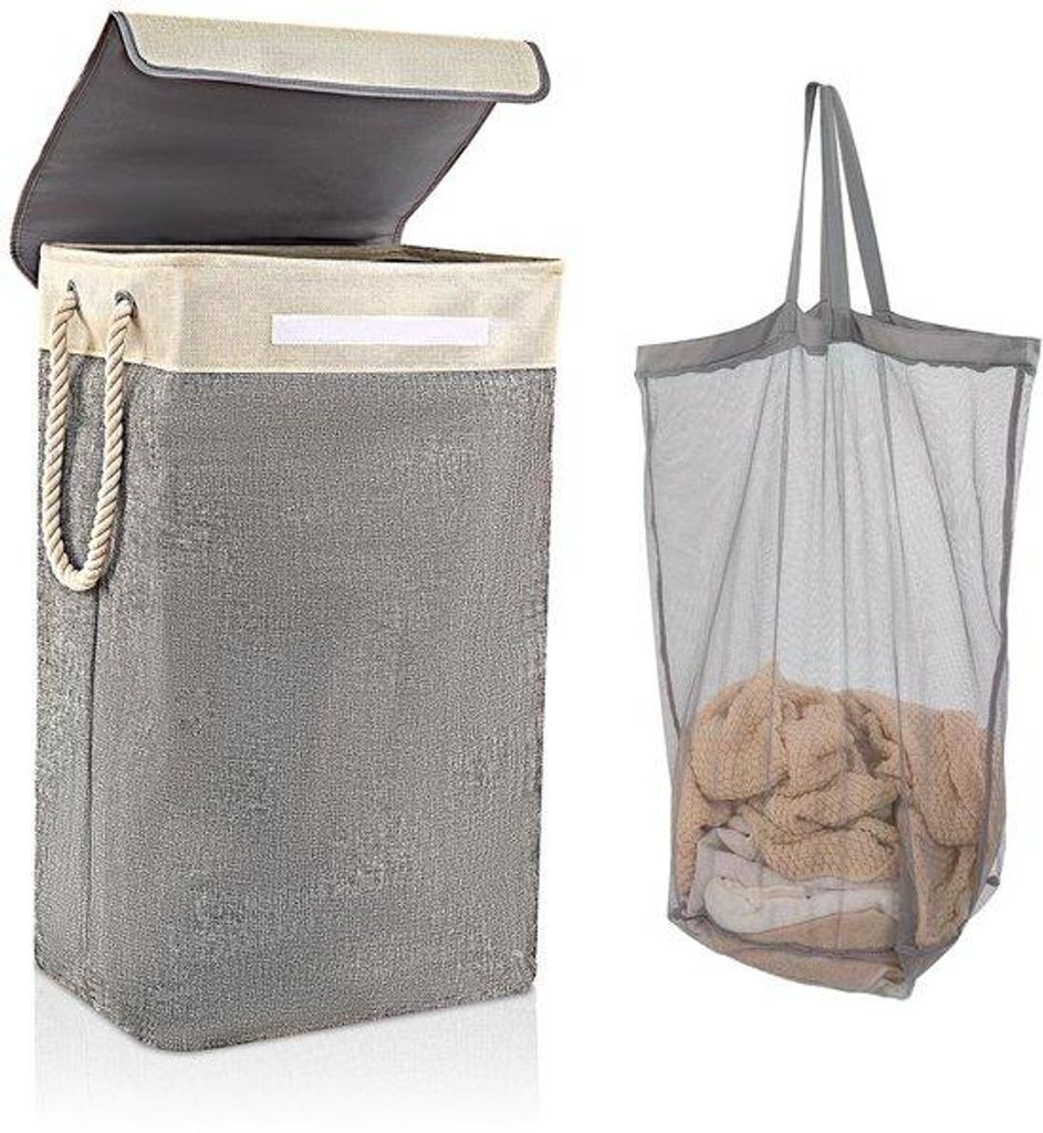 Große opvouwbare Wäschemenge Beige/Grau 84L