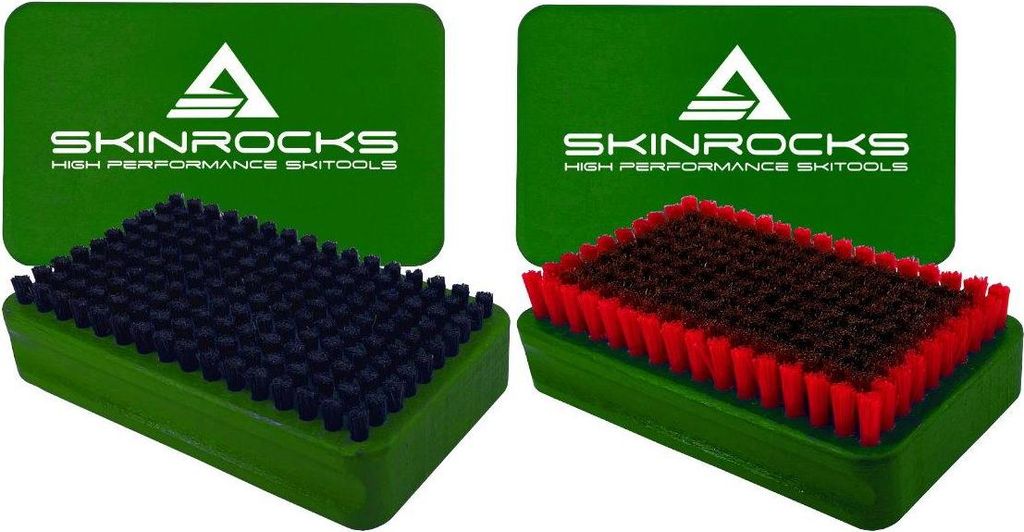 SkinRocks 2er Set Ski Belagsbürsten BaseBrush Roßhaar Kupfer/Bronze Bürste