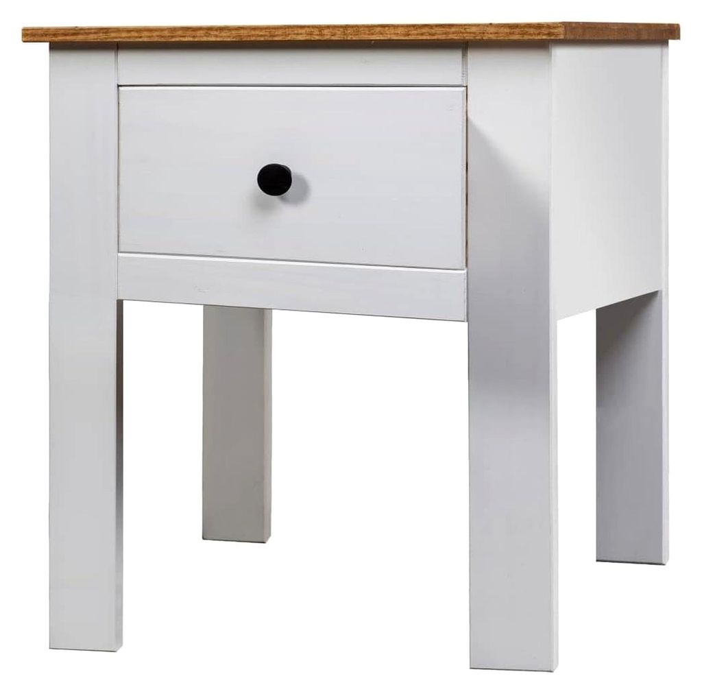 Nachttisch Weiß 46x40x57 cm Kiefernholz Beistelltisch, Nachtschrank Nachtkommode Beistellschrank Nachtkästchen für Schlafzimmer