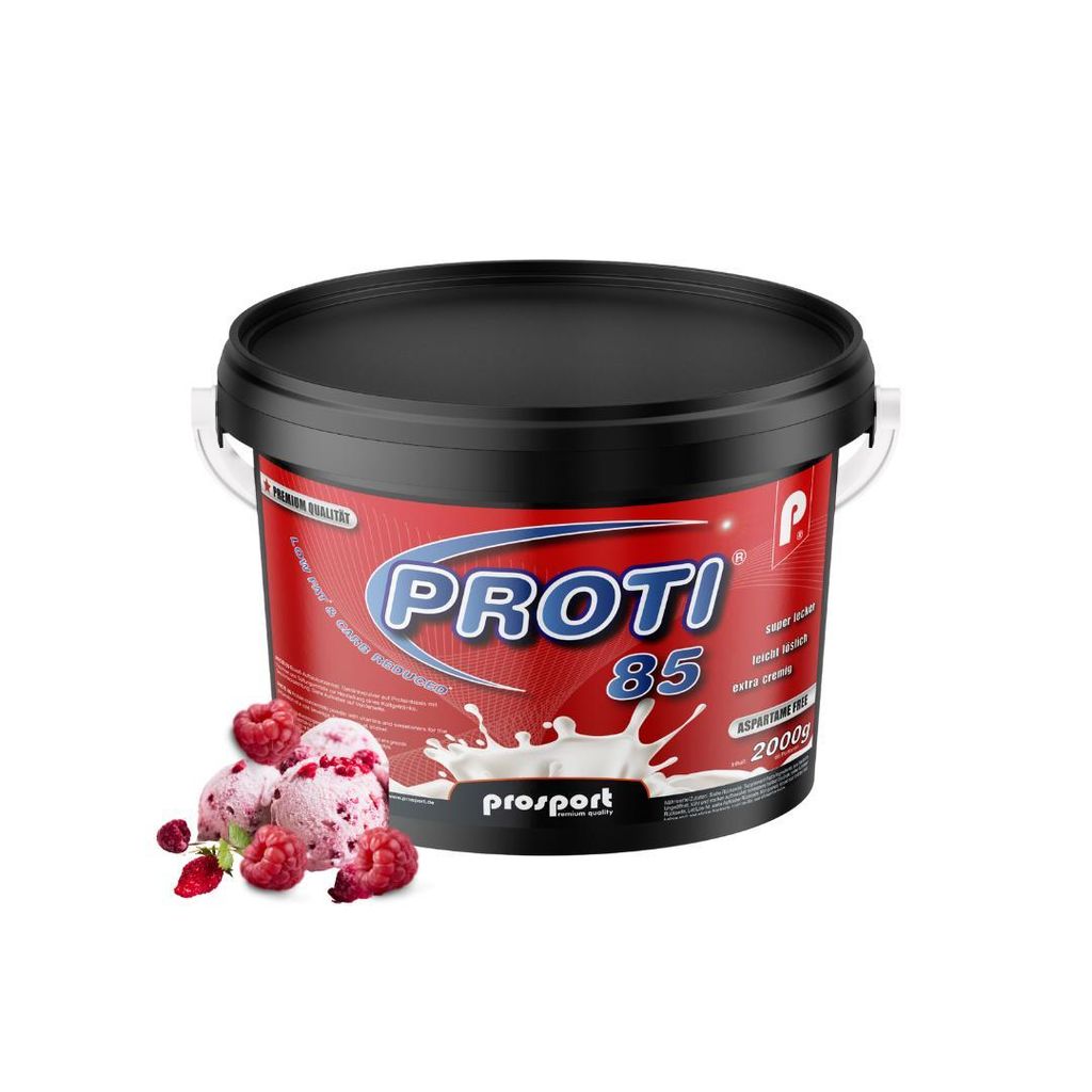 Prosport Proti 85 – Himbeer-Sahne 2000g - Mehrkomponenten-Protein mit Whey, Casein & Eialbumin – 10 Vitamine, BCAAs & EAAs – Eiweißshake, ...