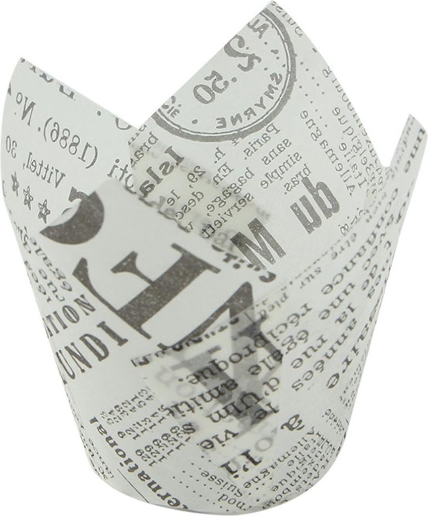 50 Stück - Muffin-Tulpen-Papierförmchen - Cupcake-Tulpen - Muffinpapier Backpapier - Weißes Zeitungspapier