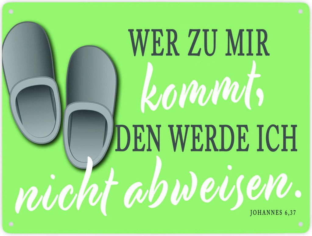 Bibelvers aus dem Johannes Evangelium Metallschild XXL in 28x38 cm in grün