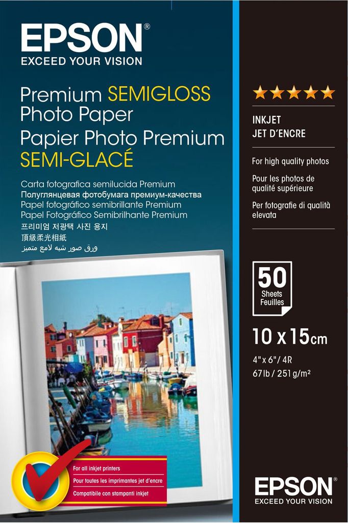Epson Premium Semigloss Photo Paper 10x15, 50 Blatt 251 g Produktbild 