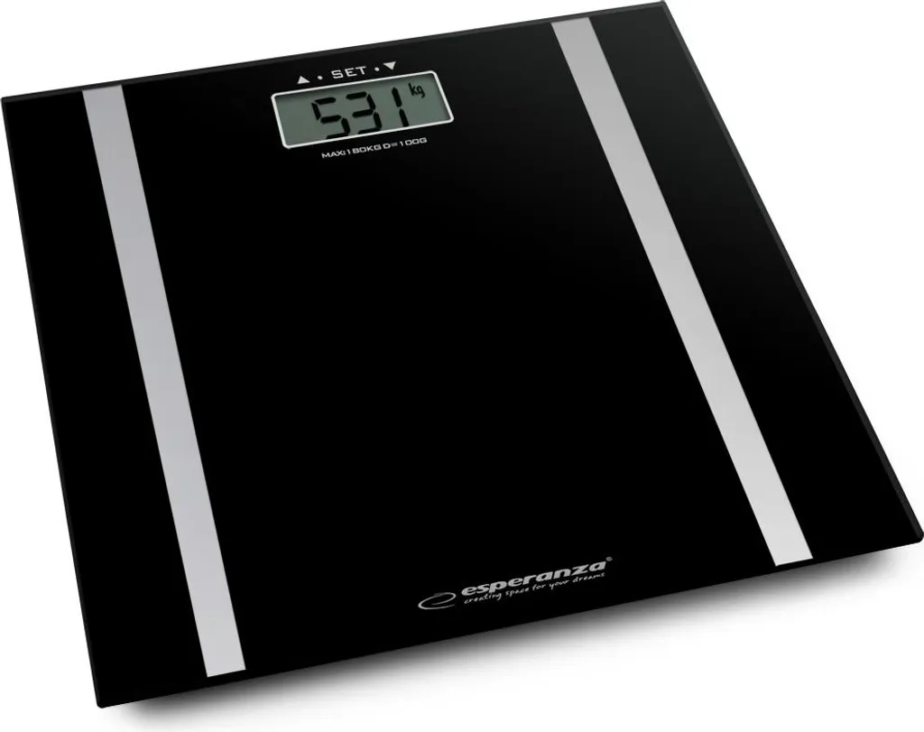 Pèse-personne Digital Verre Noir EBS013K avec Écran LCD et Plateau Fin