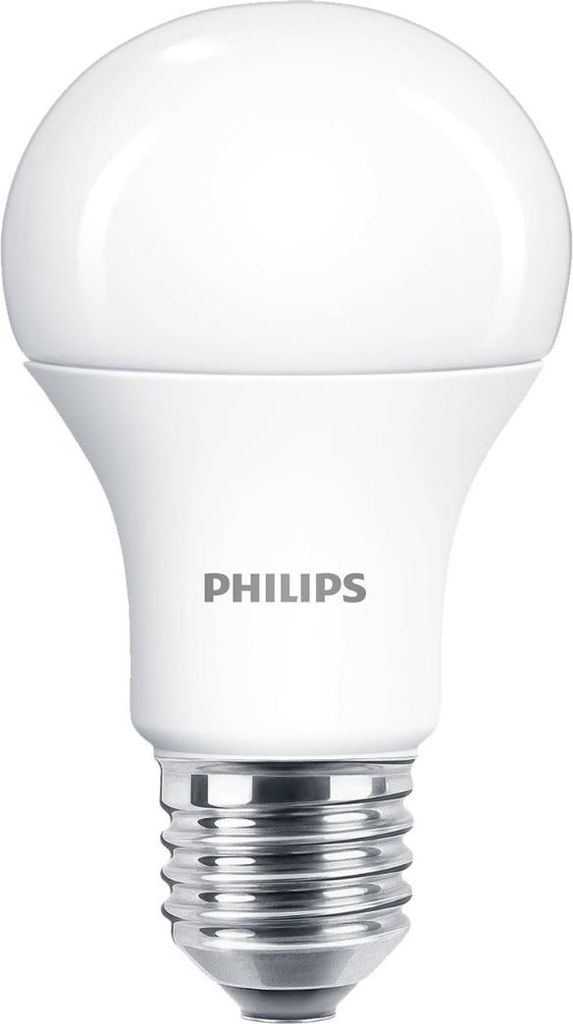 A Philips LED light bulb on a white background.