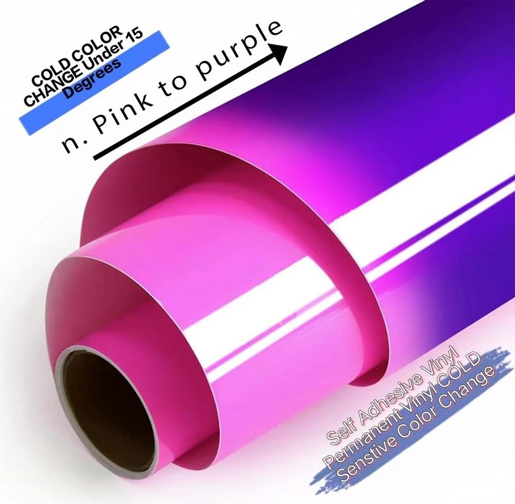 Selbstklebende Farbwechsel-Plotterfolie - hot to cold - NEON PINK TO PURPLE - 20 x 30,5cm