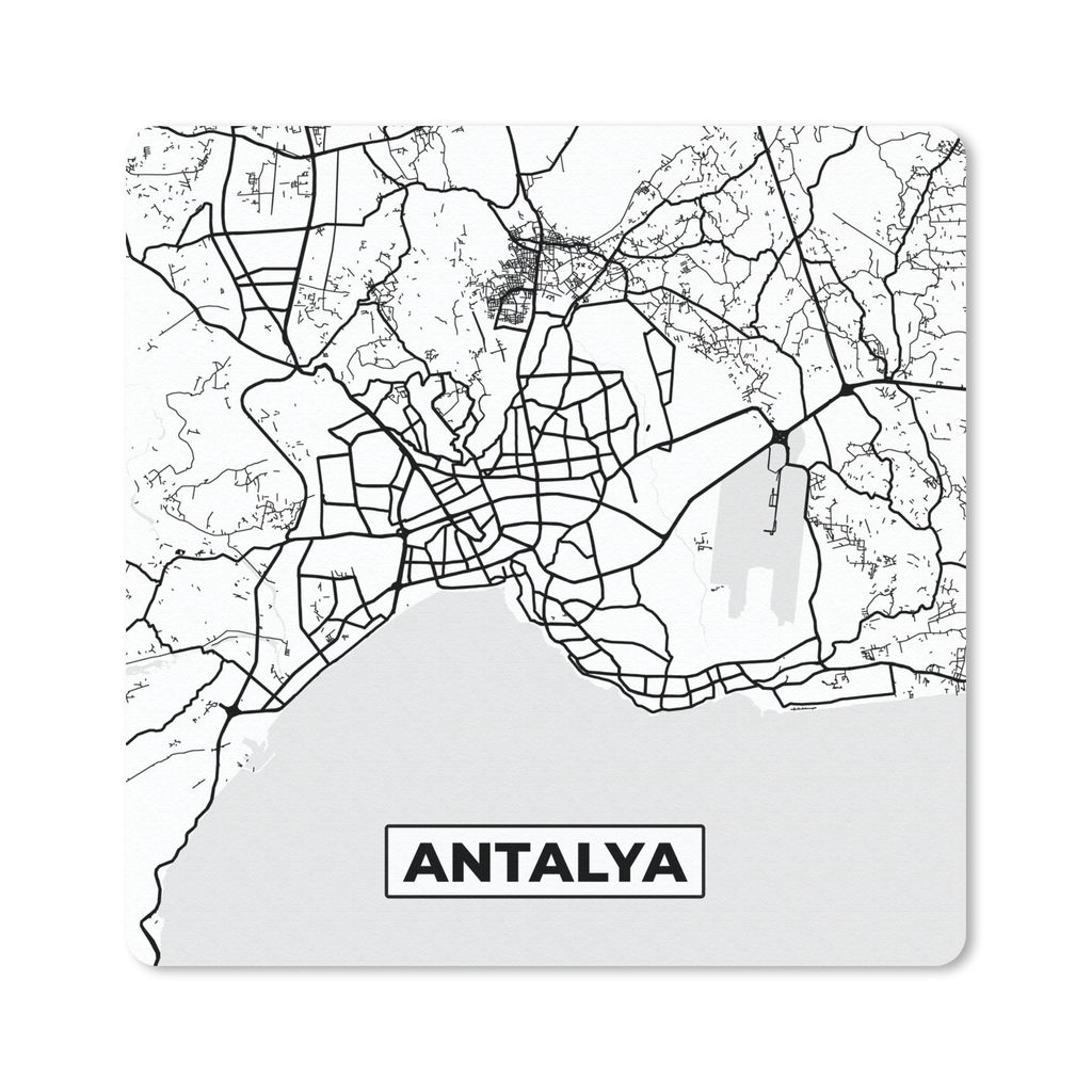 MuchoWow® Mauspad Mousepad Antalya - Stadtplan - Schwarz Produktbild 