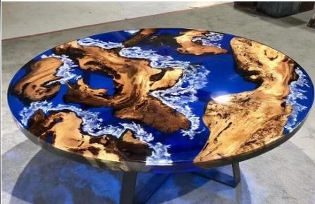 Ozeanblauer Epoxidtisch r Rundtisch Moderne Esszimmermöbel