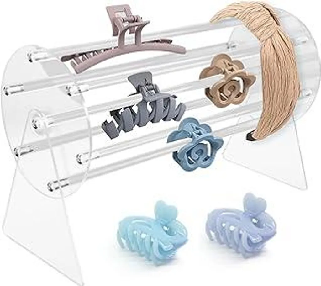 Janety Organizer per fermagli per capelli, supporto girevole a 360 gradi, organizer per cerchietti in acrilico, organizer per fermagli per capelli per ragazze e donne