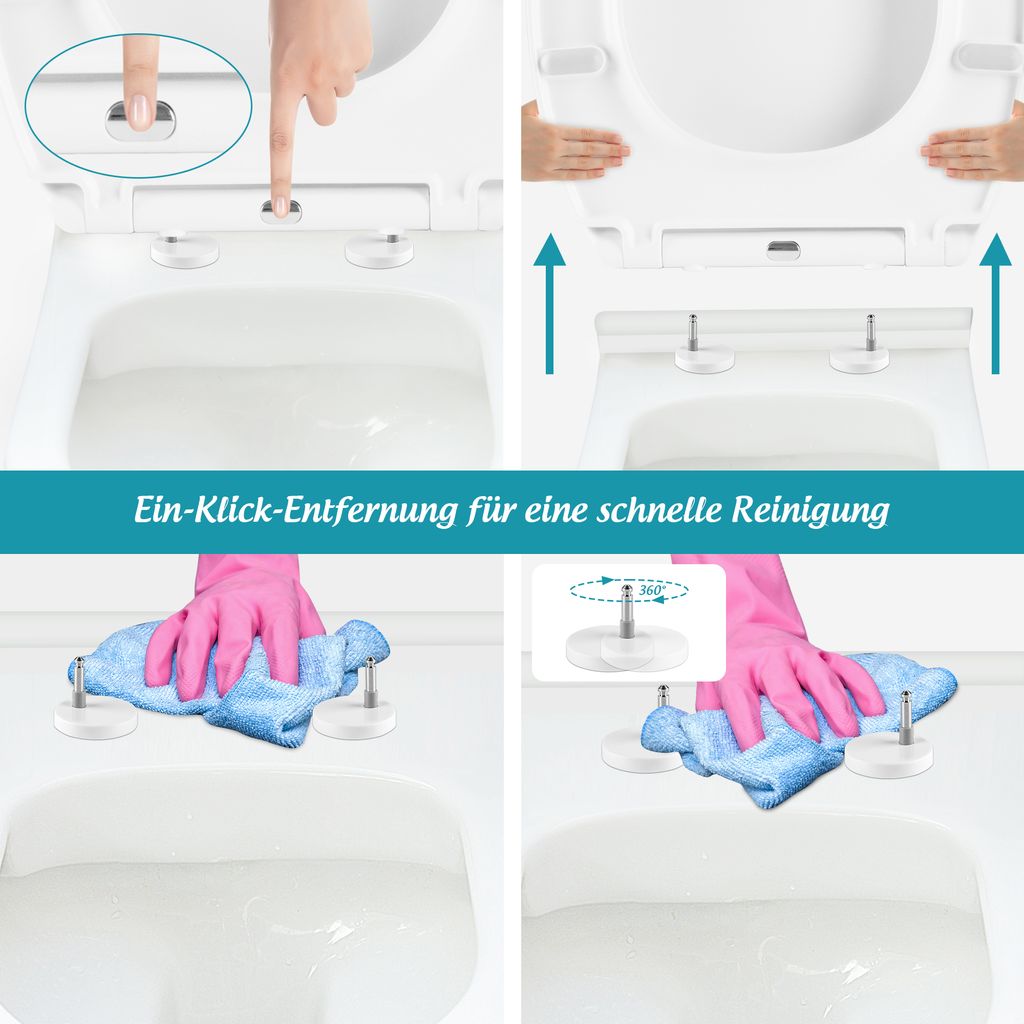 WC-Sitz, Abnehmbarer Toilettensitz in Weiß, Hergestellt aus Produktbild 7