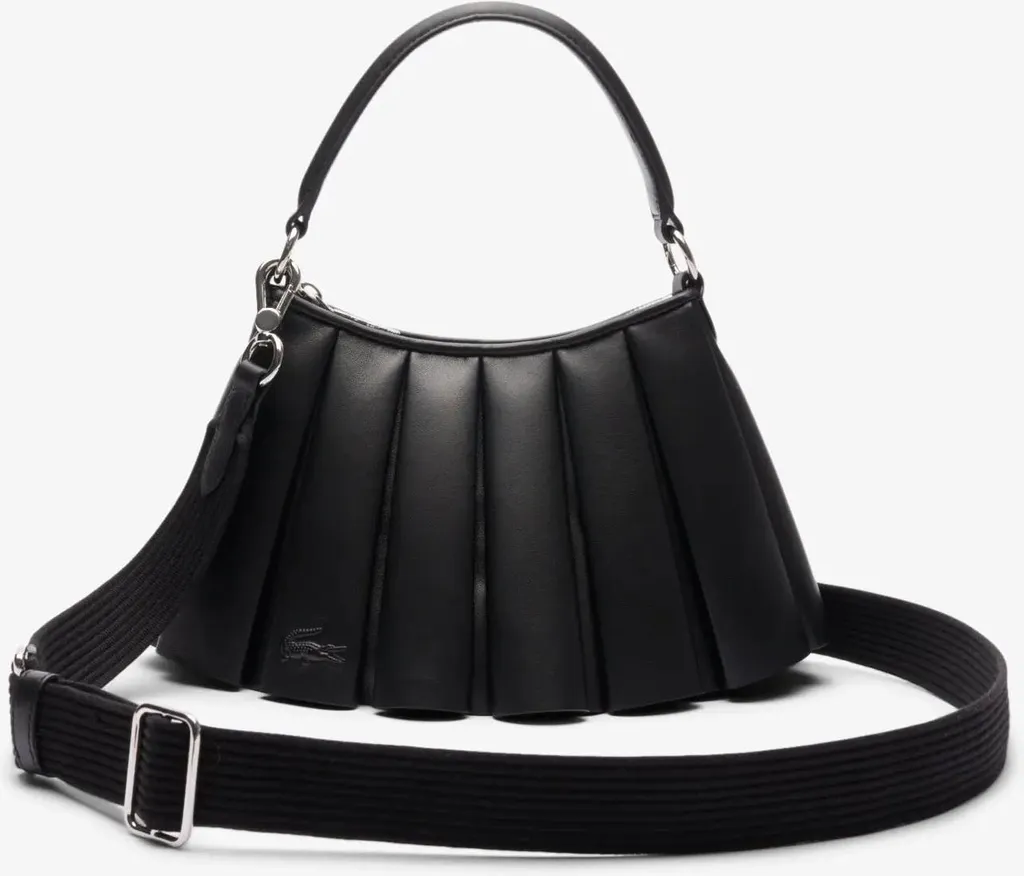 Lacoste Sac Bandoulière Lenglen Noir - Petit Sac Plat Iconique en Piqué