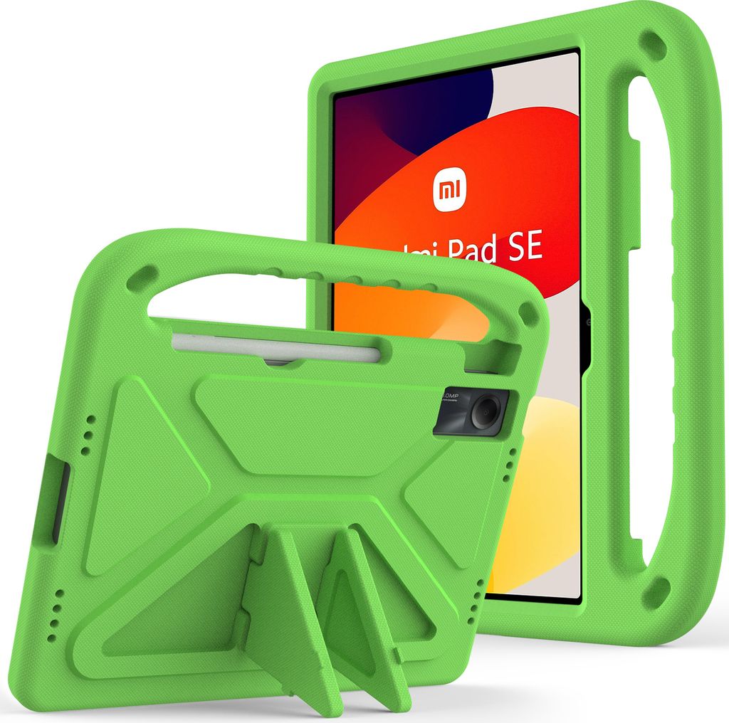 Hülle für Xiaomi Redmi Pad SE 11 Zoll 2023, Leichte Stoßfeste Eva Kinder Schutzhülle mit Griff und Faltbarem Ständer Grün