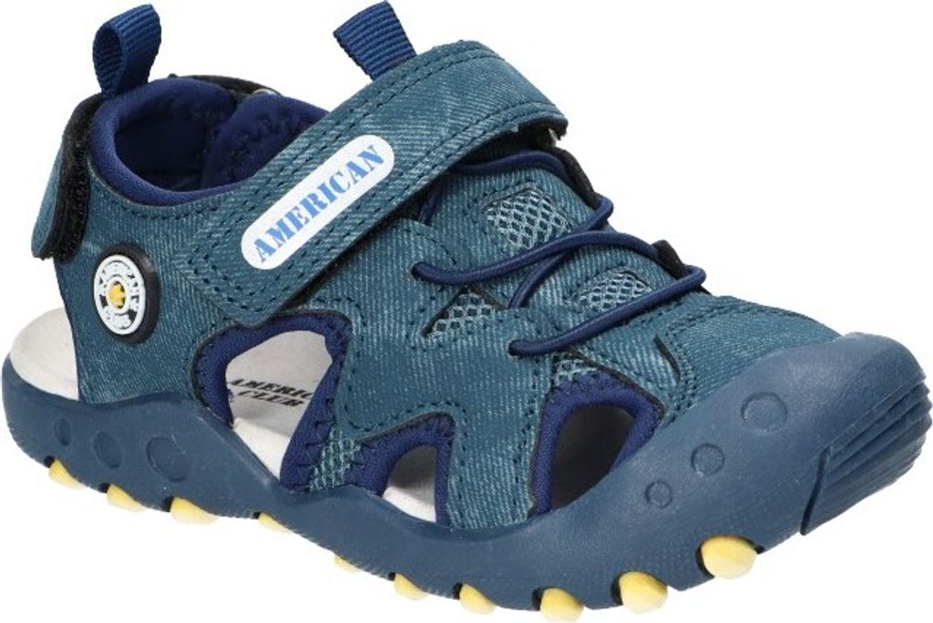 AMERICAN RL169 Solide KinderSandalen, Naturleder Innensohle, Klett Sandalen, Sportsandalen, Marineblaue 30