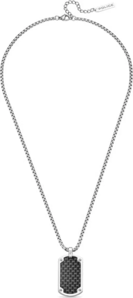 Collier Homme Police U-Turn Acier Inoxydable et Pendentif Bicolore