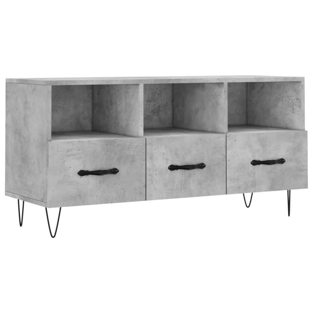 Mobiletto TV SYFAX 102cm Grigio Cemento | Praticità in Legno Multistrato