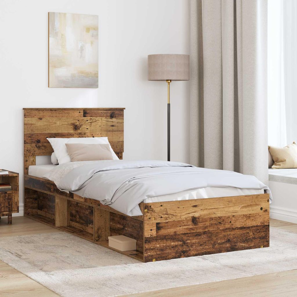 Eleganter Möbel Bettrahmen Altholz 90 x 190cm Massives Kiefernholz - CJG801743 - Klassische BettenJugendbett Tagesbett