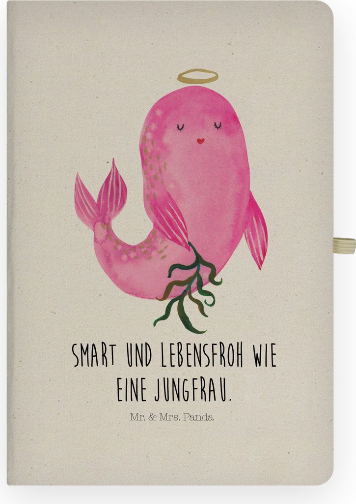 Mr. & Mrs. Panda Journal Sternzeichen Jungfrau - Transparent - Geschenk, Meerjungfrau, Geburtstag September, Adressbuch, notizbuch a4, Tagebuch, Ju...