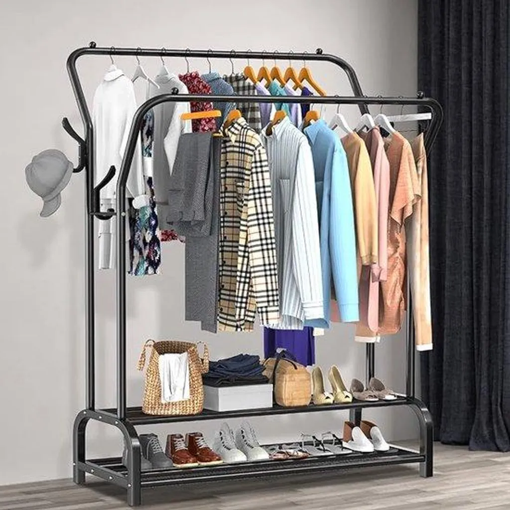 Portant à vêtements anti-désordre avec support chaussures intégré