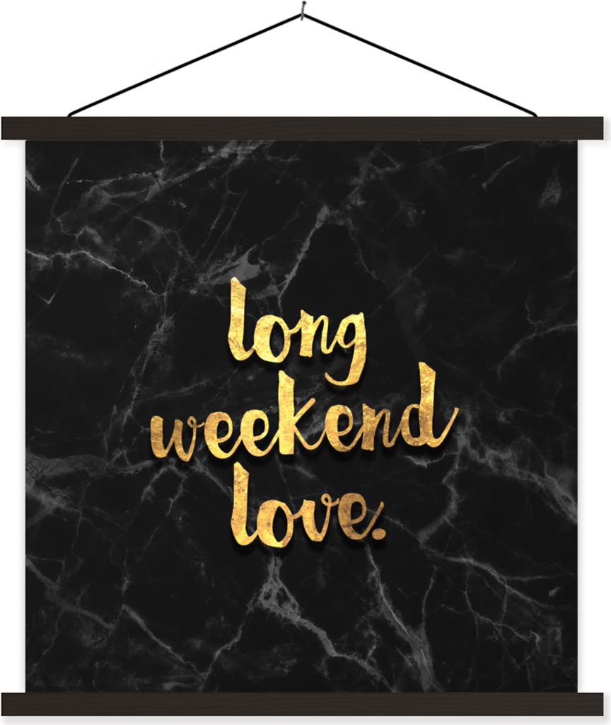MuchoWow Textilposter Zitate - Liebe - Gold - Marmor 60x60 cm mit schwarzem Rahmen - Posteraufhänger