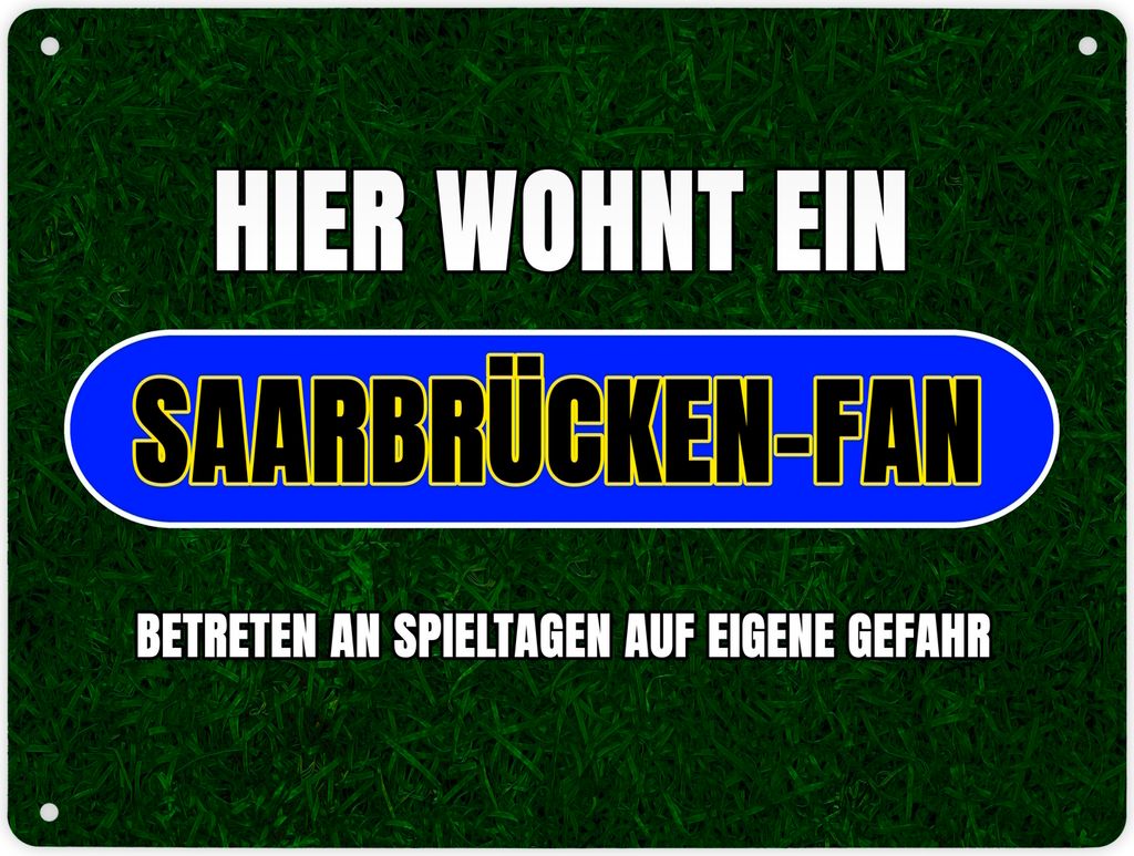 Hier wohnt ein Saarbrücken-Fan Metallschild XL in 21x28 cm Produktbild 
