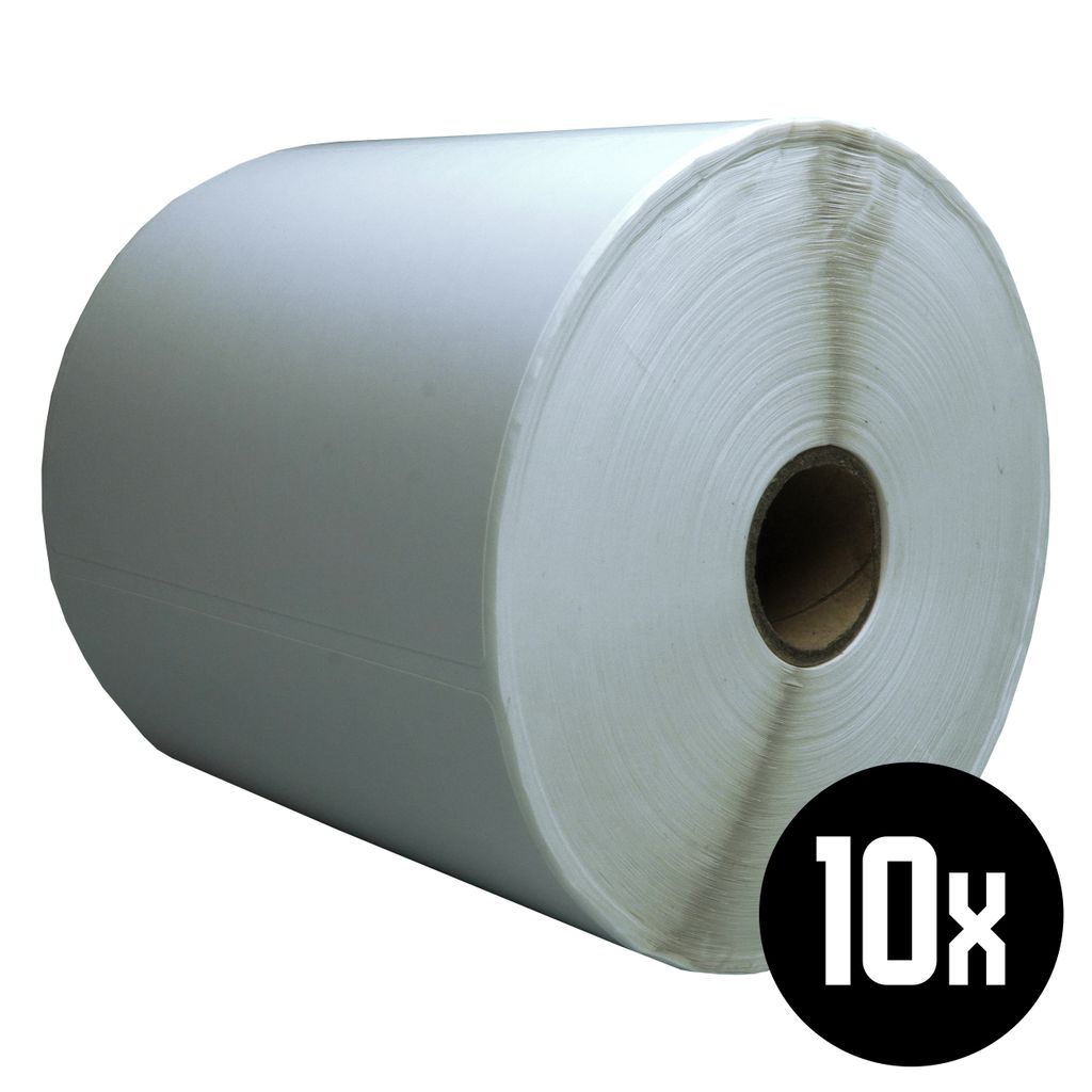 DULA Etiketten - Kompatibel mit Zebra 102x76mm - Weiß - Permanent - 10 Rollen - 930 Etiketten pro Rolle - Kern 25mm