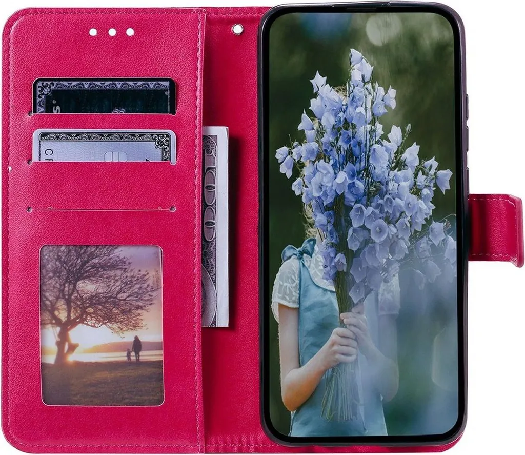HopMore Cover a Libro per iPhone 13 / iPhone 14 in Pelle con Silicone Morbido Custodie iPhone 13 / iPhone 14 Portafoglio Disegni Custodia Antiurto 360 Gradi Accessori Leather Case - Rosa