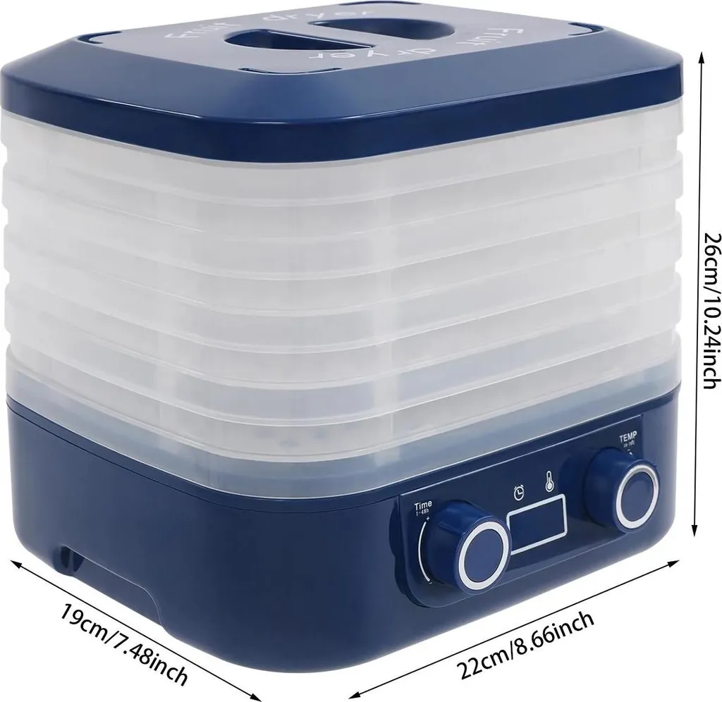 Séchoir alimentaire programmable 48h bleu avec thermostat réglable