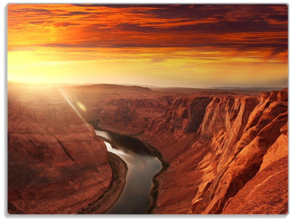 Wallario Glasunterlage, Schneidebrett aus Glas, Größe 30 x 40 cm, Motiv Grand Canyon bei Sonnenuntergang